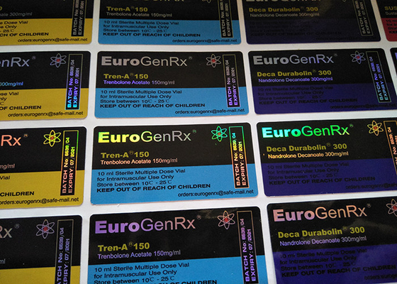 광택 방수 유로 GenRX 유리 바이알 라벨 홀로그램 약물 라벨 스티커