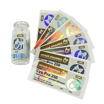 Cyp 250mg 접착 스티커 홀로그래픽 사용자 지정 인쇄 라벨 10ml 수포 라벨