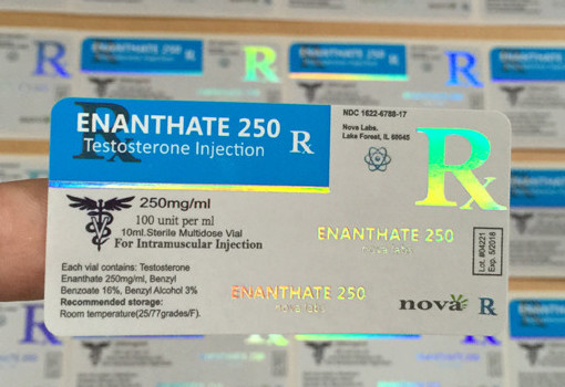 홀로그램 레이저 효과 테스토스 e 250 주입 스테로이드 10ml 병 라벨