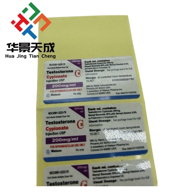 10ml Nan Decanoate 병에 눈길을 끄는 셔프 퀘어 PET 홀로그램 빛나는 라벨