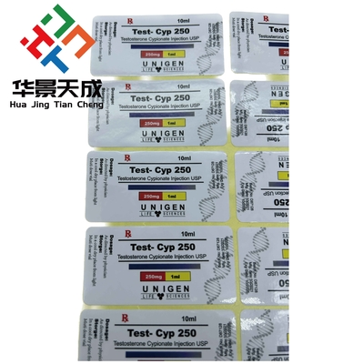 10ml Nan Decanoate 병에 눈길을 끄는 셔프 퀘어 PET 홀로그램 빛나는 라벨