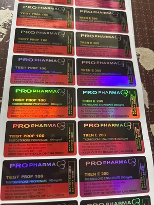 Testo Propionate 100mg 홀로그램 레이저 10ml 바이알 라벨, 광택 마감 멀티 도스 바이알 라벨