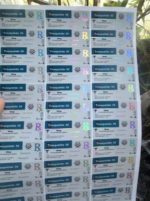 티르제파타이드 40mg 펩타이드 유리 바이알 라벨 (맞춤형 디자인)