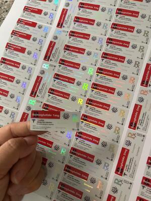 세마글루타이드 1mg 소형 바이알 라벨 5x2cm 홀로그램 레이저 효과 2ml 3ml 바이알 라벨
