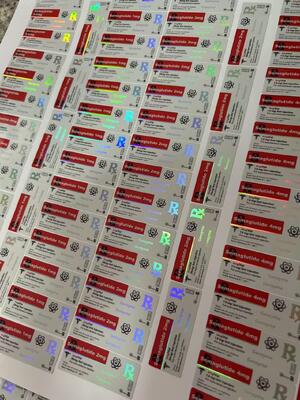 세마글루타이드 1mg 소형 바이알 라벨 5x2cm 홀로그램 레이저 효과 2ml 3ml 바이알 라벨