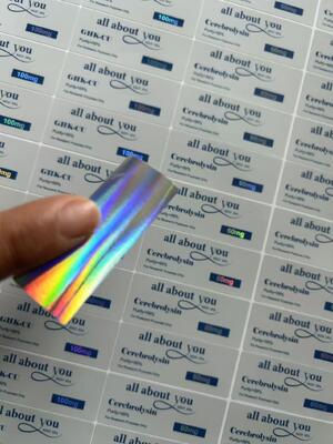 GHK-CU 5MG 바이알 라벨 레이저 소재 반짝이 효과