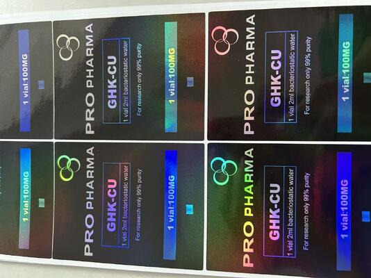 3개의 펩타이드 병에 대한 10mg 봉지 라벨