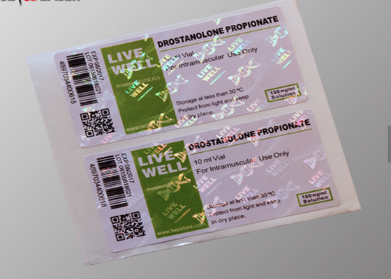 강한 접착성 작은 유리병 Drostanolone Propionate를 위한 주문 홀로그램 스티커