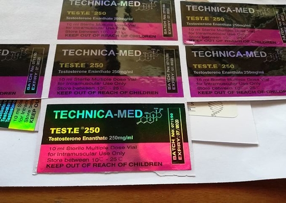 약제 홀로그램 작은 유리병 상표, 서류상 신진대사 작은 유리병 상표