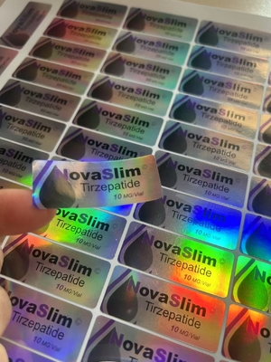 티제파티드 10mg 플라셔 라벨에 페프티드 포장용 접착 스티커가 있습니다