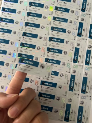 AOD964 3ml 유리 바이알 라벨 홀로그램 PET 재질 레이저 반짝이 효과