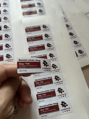 유통 5mg 작은 투명 유리 병 라벨