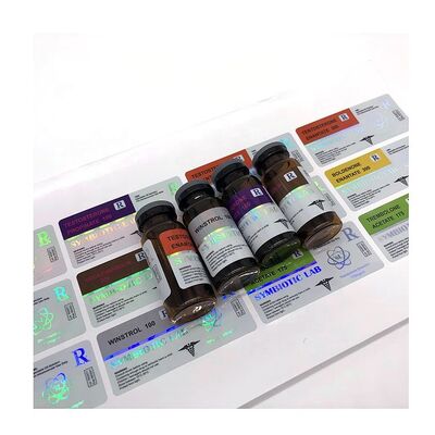 실험실 주입 다수 복용량 작은 유리병을 위한 은색 포일 금속 인쇄 유리제 작은 유리병 상표